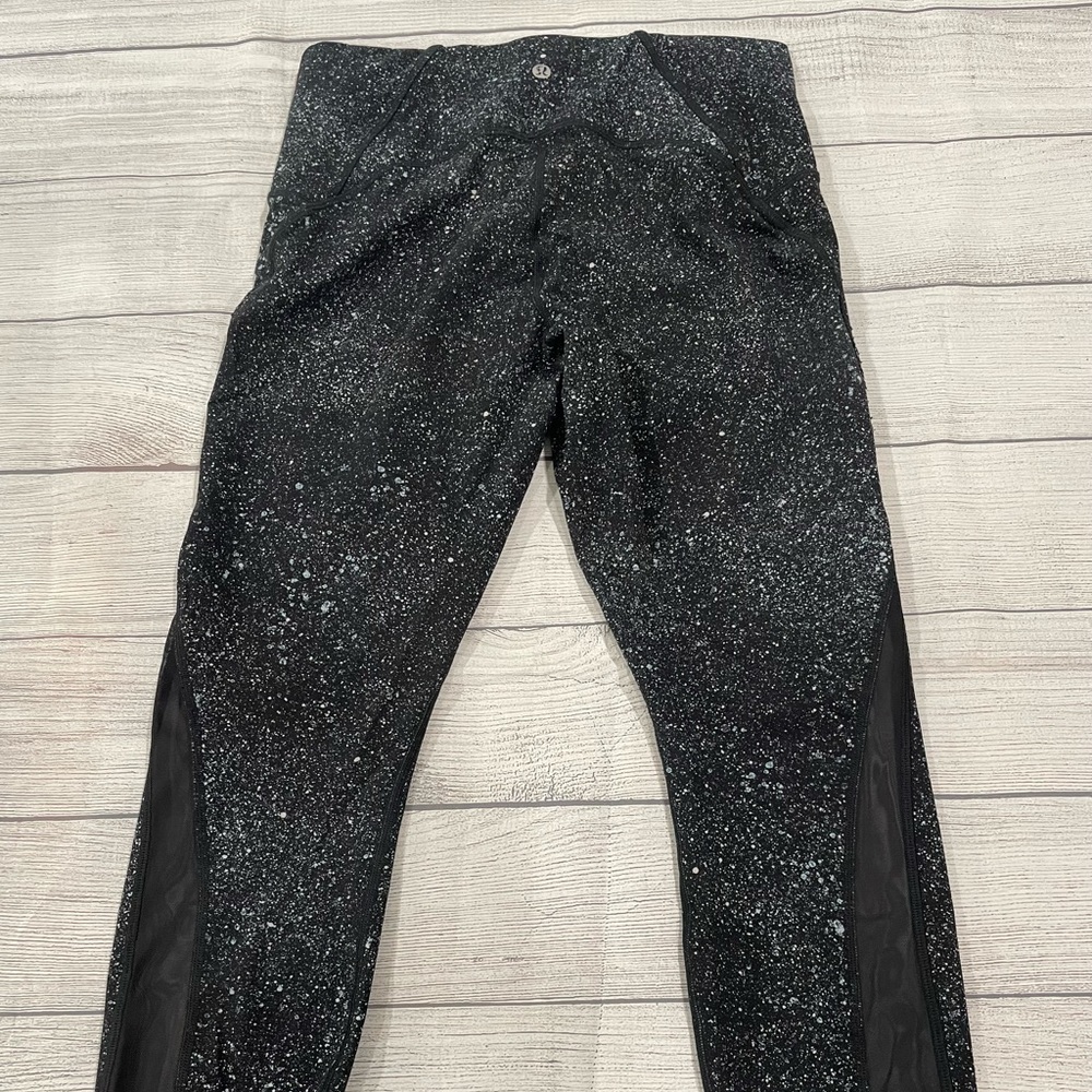 Lululemon leggings - black and white speckled - size 10